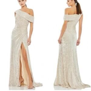 Mac Duggal 26550 One Shoulder Sequined Gown, Size 6, New with Tag MSRP $298